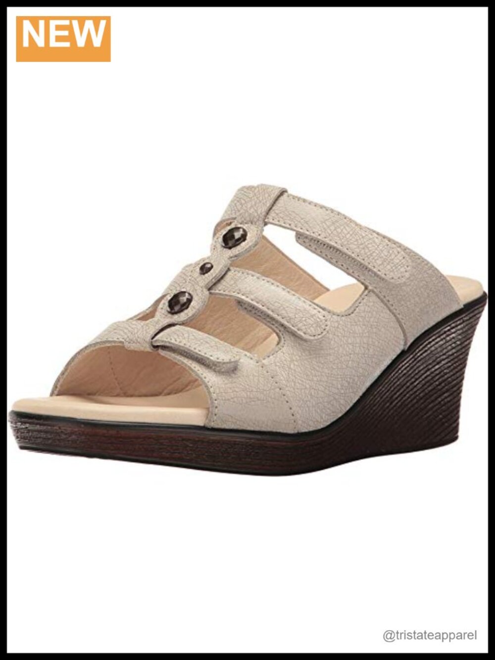 Ginger Leather Wedge Sandal Adjustable Slingback Cushioned Comfort